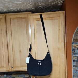 Baggallini Cargo Bagg Black Nylon Hobo Crossbody Shoulder Bag Travel NWT